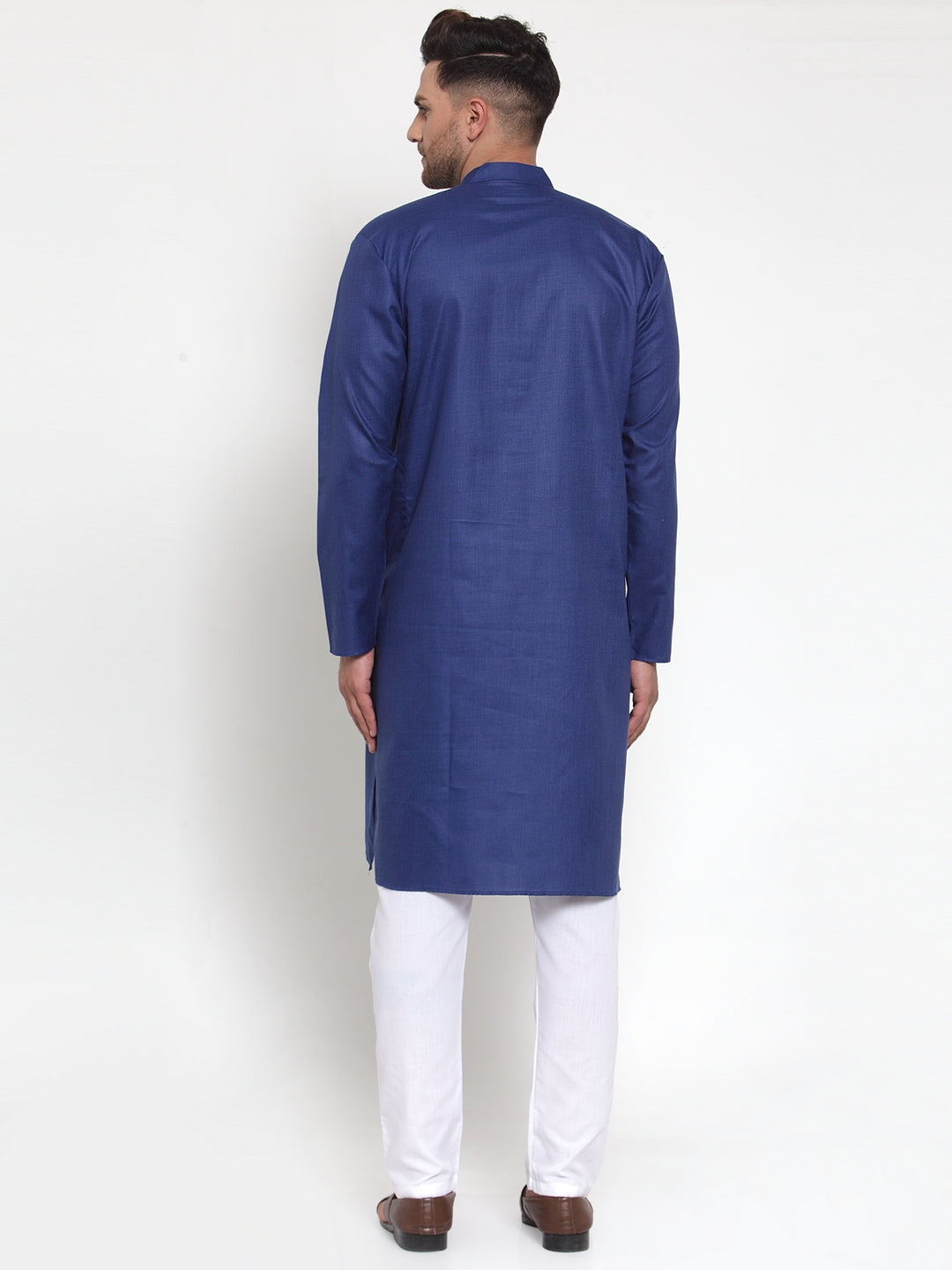 Jompers Men Royal-Blue & White Solid Kurta with Churidar - Distacart