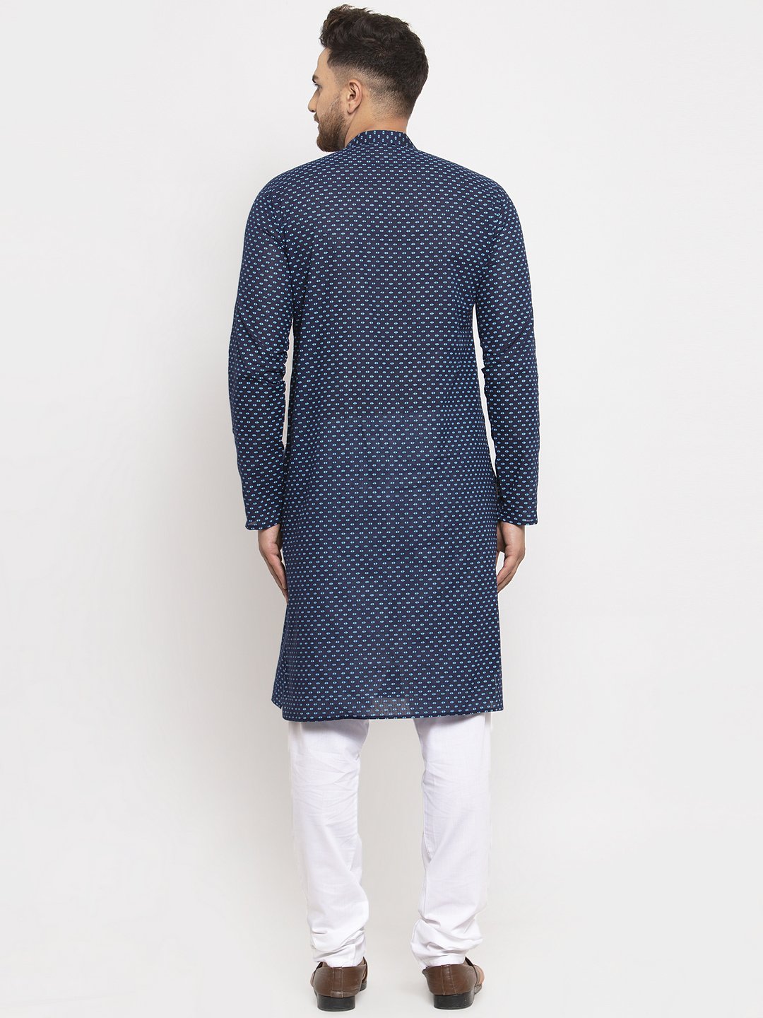 Jompers Men Blue Cotton Printed Kurta Only - Distacart