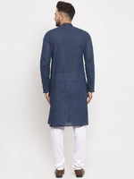 Thumbnail for Jompers Men Blue Cotton Printed Kurta Only - Distacart