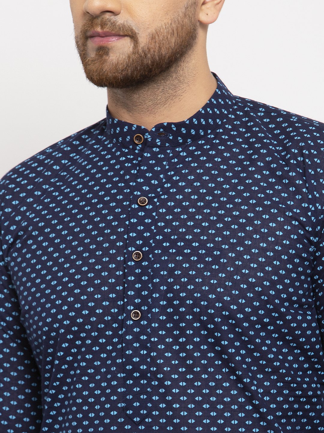 Jompers Men Blue Cotton Printed Kurta Only - Distacart