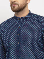 Thumbnail for Jompers Men Blue Cotton Printed Kurta Only - Distacart