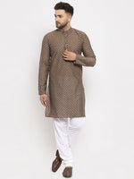Thumbnail for Jompers Men Grey Cotton Printed Kurta with Pyjamas - Distacart