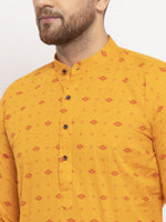 Thumbnail for Jompers Men Yellow & White Cotton Printed Kurta Only - Distacart