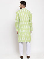 Thumbnail for Jompers Men Lime Green Woven Design Ikkat Straight Kurta Only - Distacart