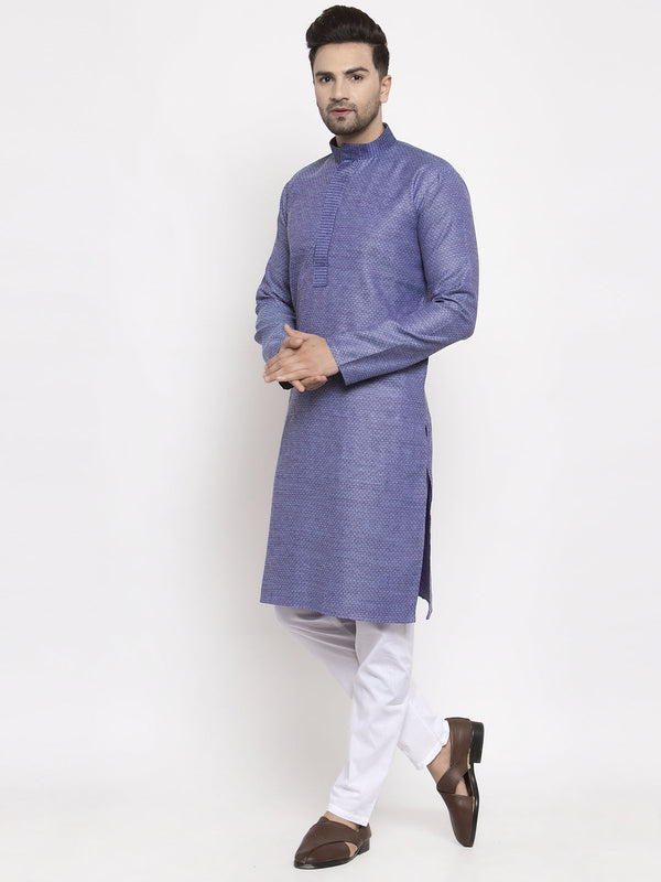 Jompers Men Blue Embroidered Kurta with Pyjamas - Distacart