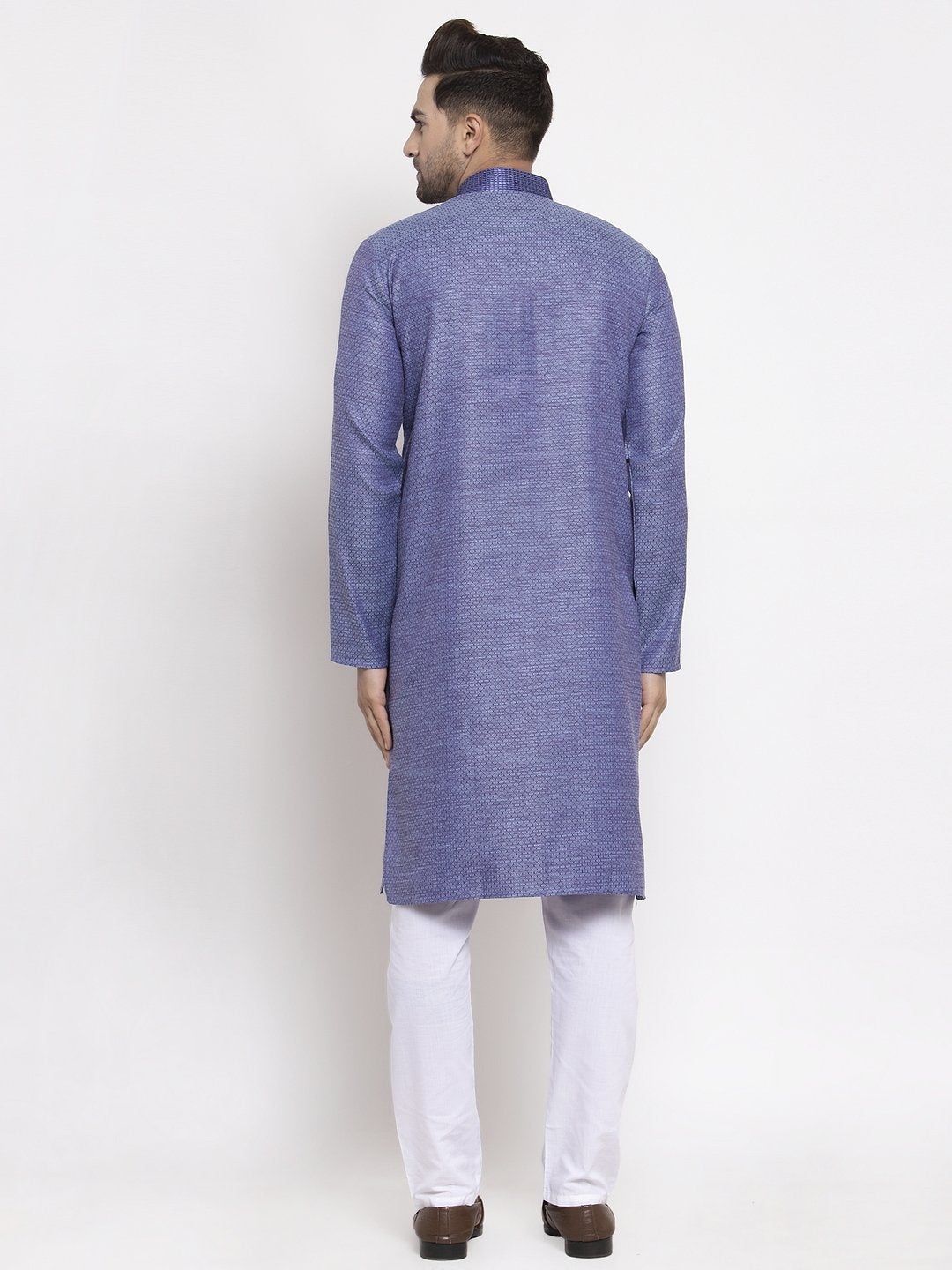 Jompers Men Blue Embroidered Kurta Only - Distacart
