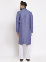 Thumbnail for Jompers Men Blue Embroidered Kurta with Pyjamas - Distacart