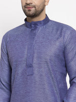 Thumbnail for Jompers Men Blue Embroidered Kurta with Pyjamas - Distacart