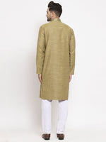 Thumbnail for Jompers Men Olive Green Embroidered Kurta with Pyjamas - Distacart