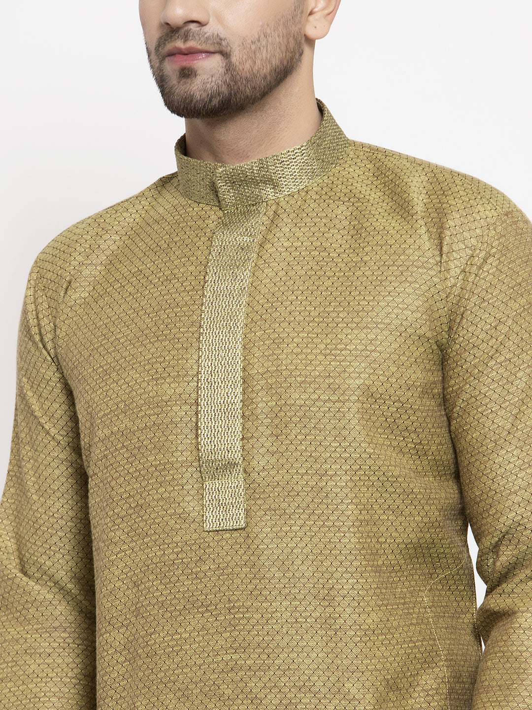Jompers Men Olive Green Embroidered Kurta with Pyjamas - Distacart