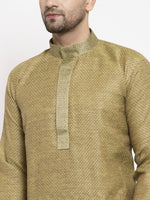 Thumbnail for Jompers Men Olive Green Embroidered Kurta with Pyjamas - Distacart