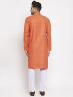 Thumbnail for Jompers Men Orange Embroidered Kurta with Pyjamas - Distacart