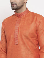 Thumbnail for Jompers Men Orange Embroidered Kurta Only - Distacart