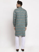 Thumbnail for Jompers Men Green & White Woven Design Kurta Only - Distacart