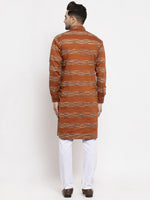 Thumbnail for Jompers Men Mustard & White Woven Design Kurta Only - Distacart