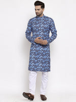 Thumbnail for Jompers Men Blue Printed Kurta Only - Distacart