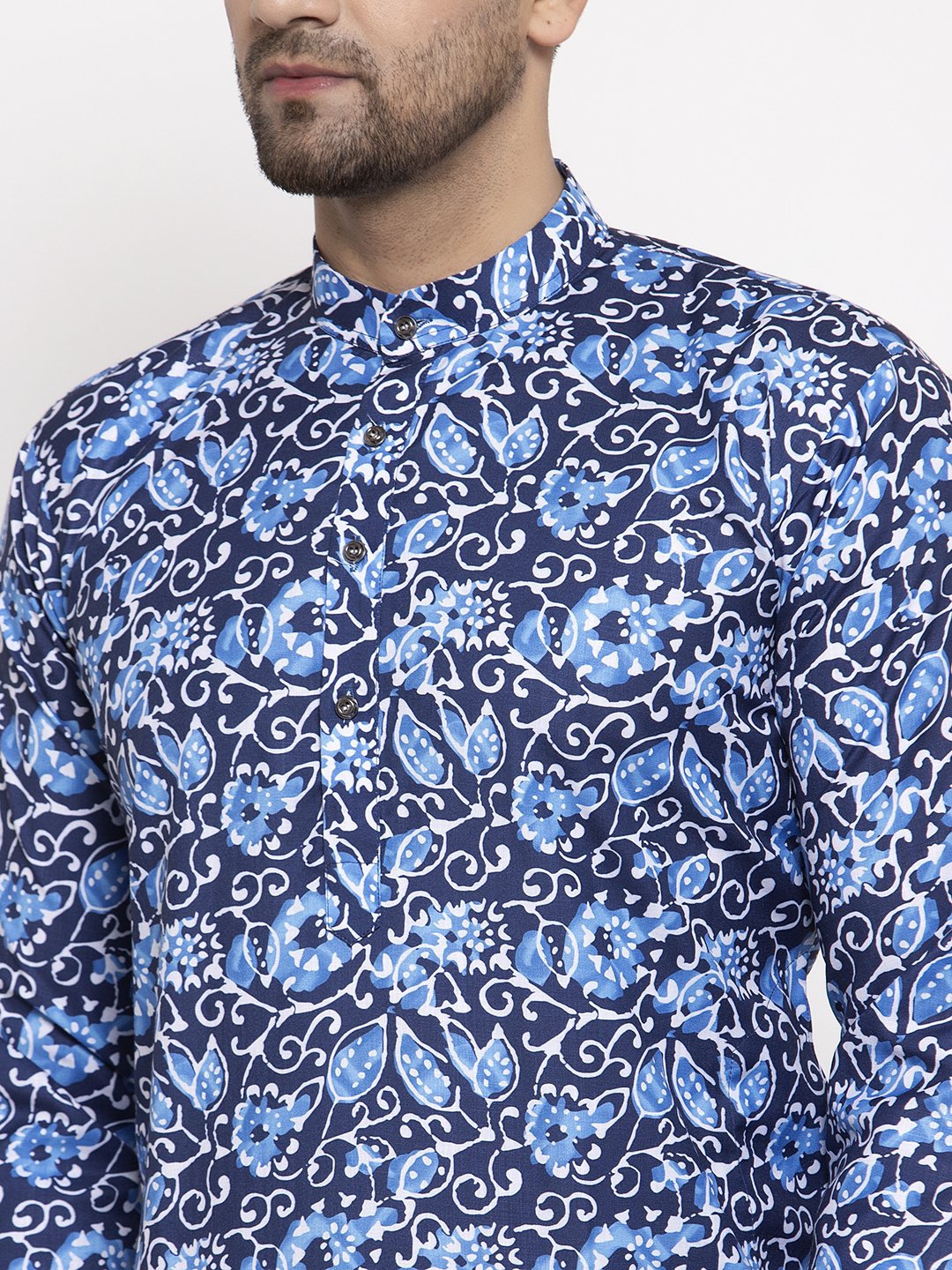 Jompers Men Blue Printed Kurta Only - Distacart