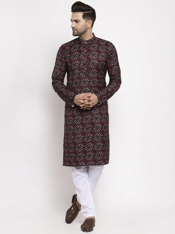 Jompers Men Brown Printed Kurta Only - Distacart
