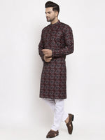 Thumbnail for Jompers Men Brown Printed Kurta with Churidar - Distacart