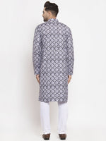 Thumbnail for Jompers Men Blue & White Printed Kurta with Churidar - Distacart