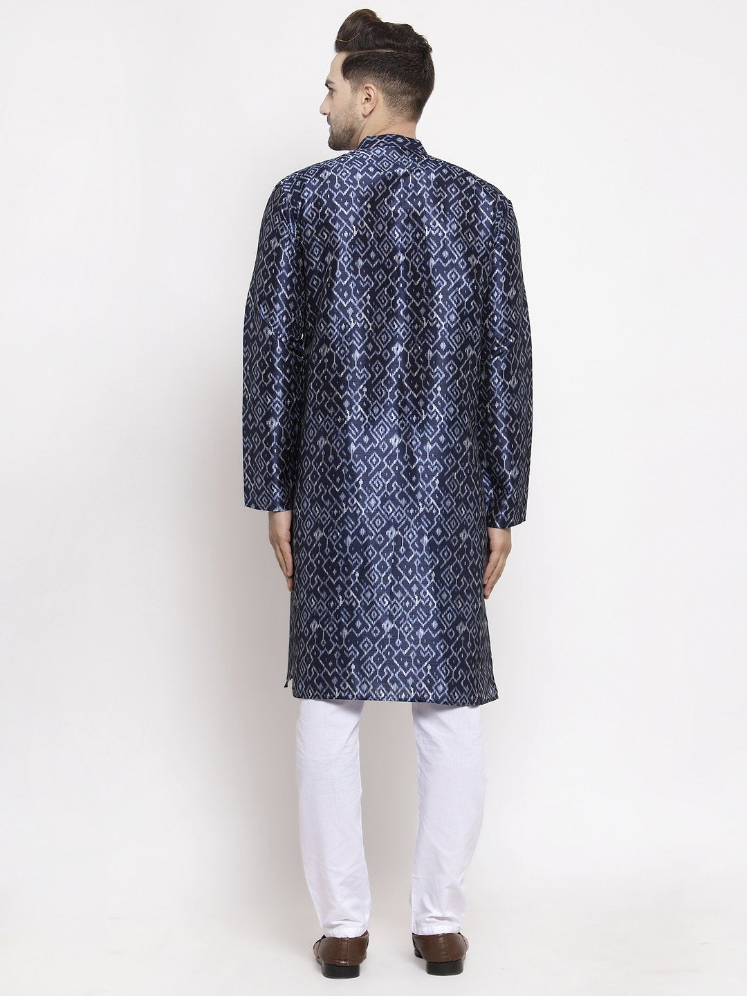 Jompers Men Navy Blue & White Printed Kurta Only - Distacart