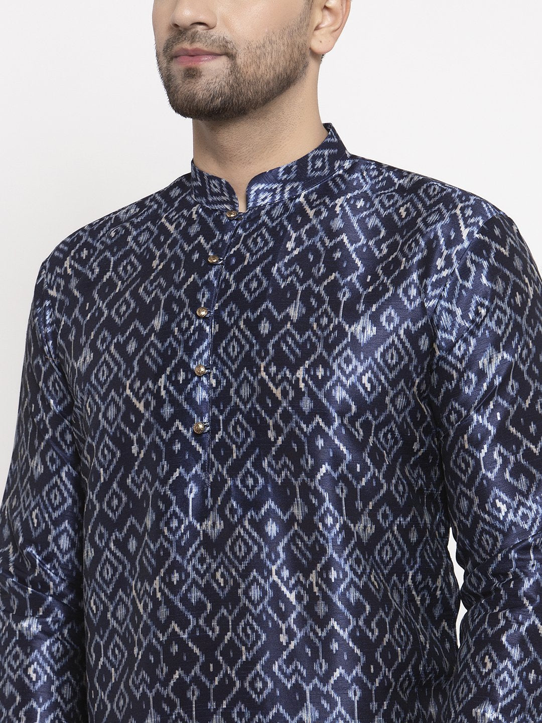Jompers Men Navy Blue & White Printed Kurta Only - Distacart