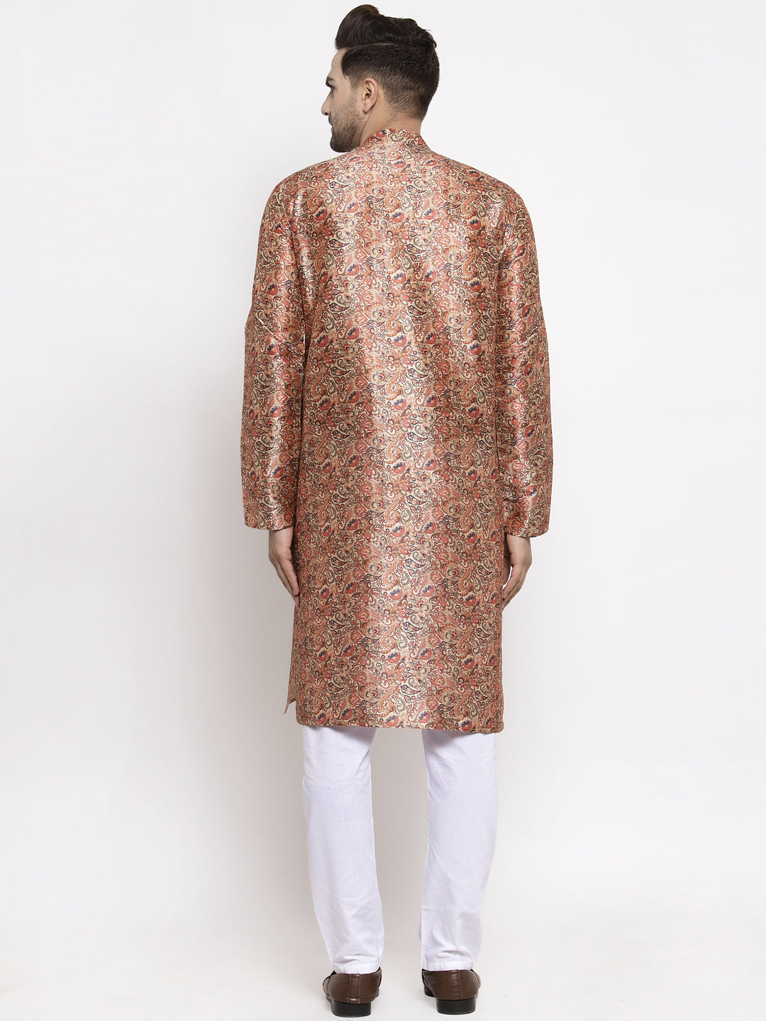 Jompers Men Golden Printed Kurta with Pyjamas - Distacart