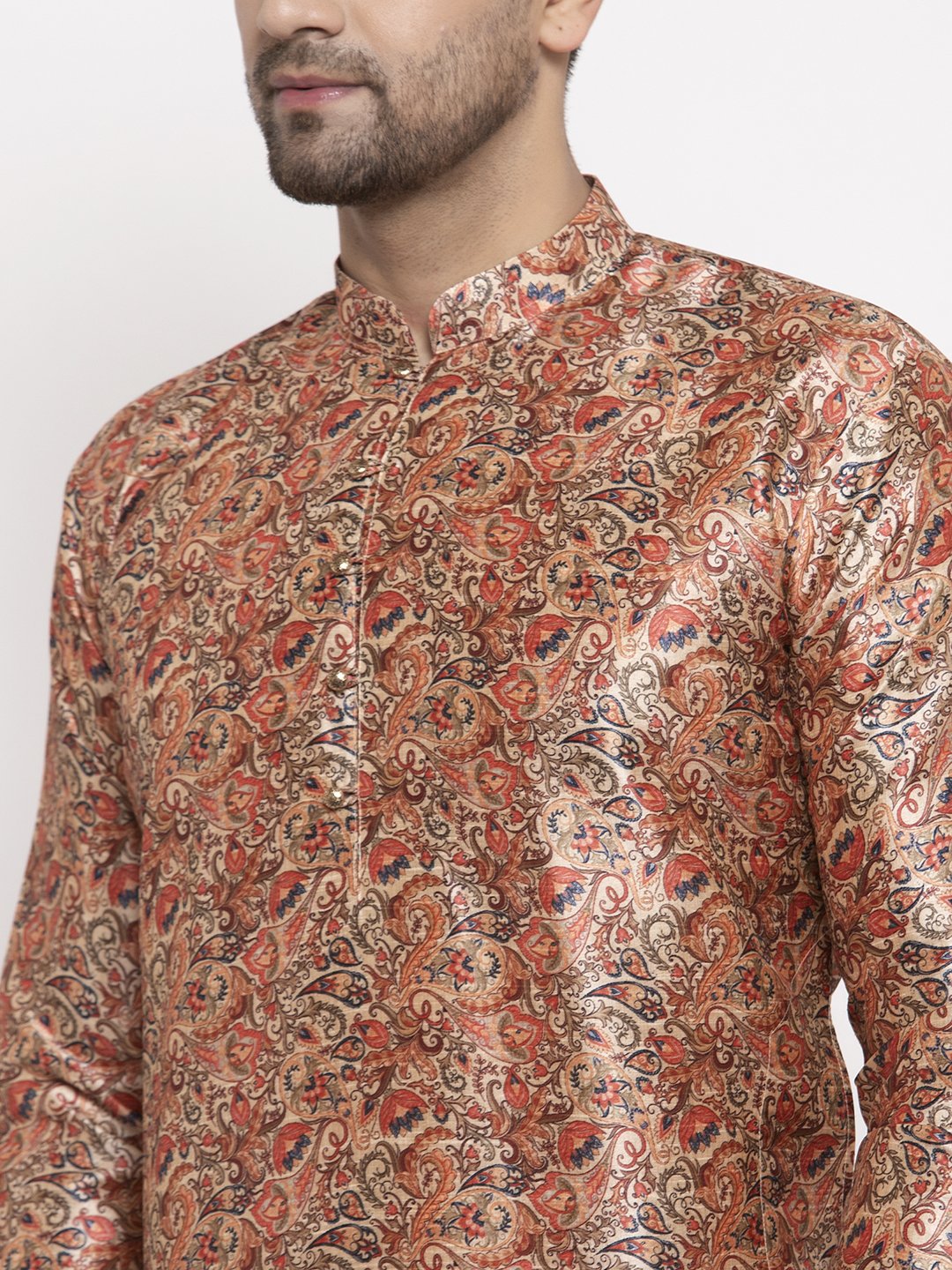 Jompers Men Golden Printed Kurta Only - Distacart