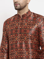 Thumbnail for Jompers Men Multi-colour Printed Kurta with Pyjamas (Black) - Distacart