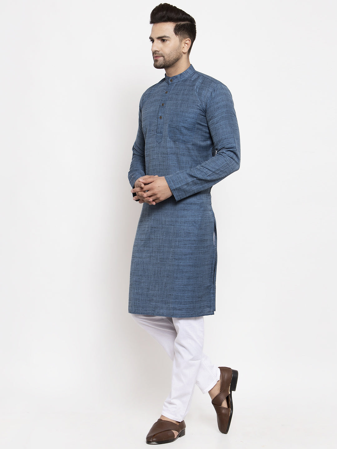 Jompers Men Blue Self Design Kurta with Pyjamas - Distacart