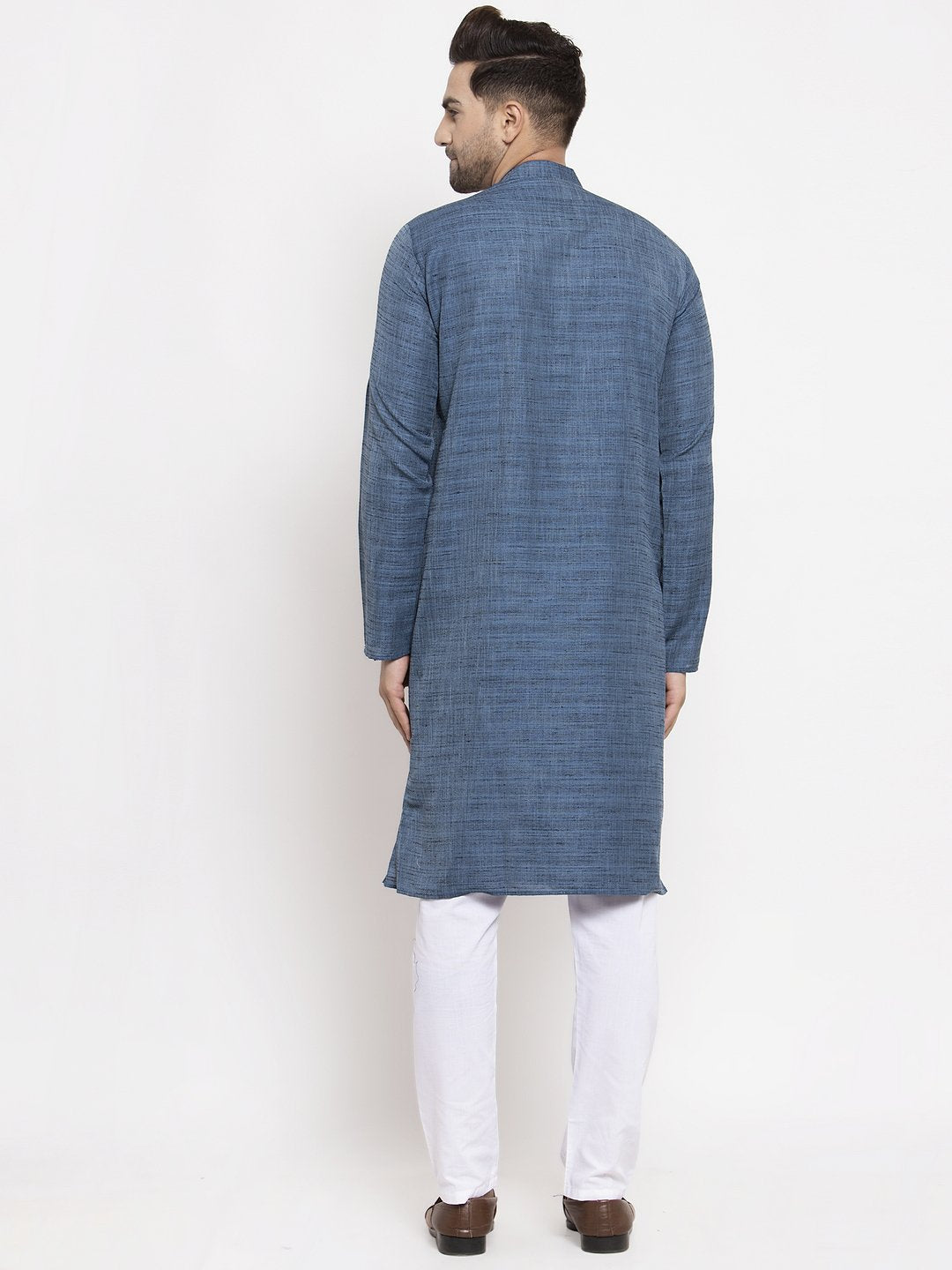 Jompers Men Blue Self Design Kurta Only - Distacart