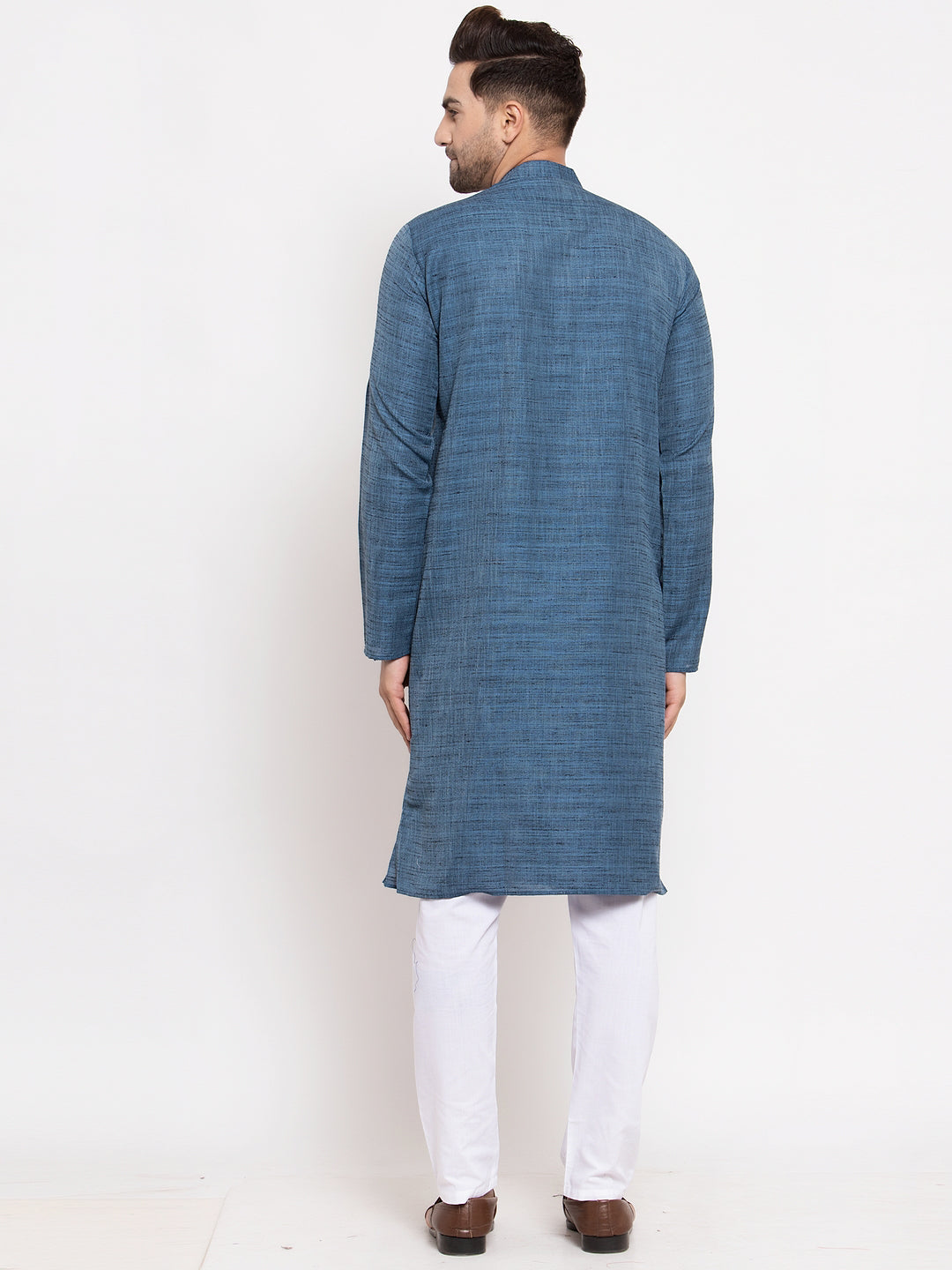 Jompers Men Blue Self Design Kurta with Pyjamas - Distacart