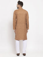 Thumbnail for Jompers Men Brown Self Design Kurta with Pyjamas - Distacart