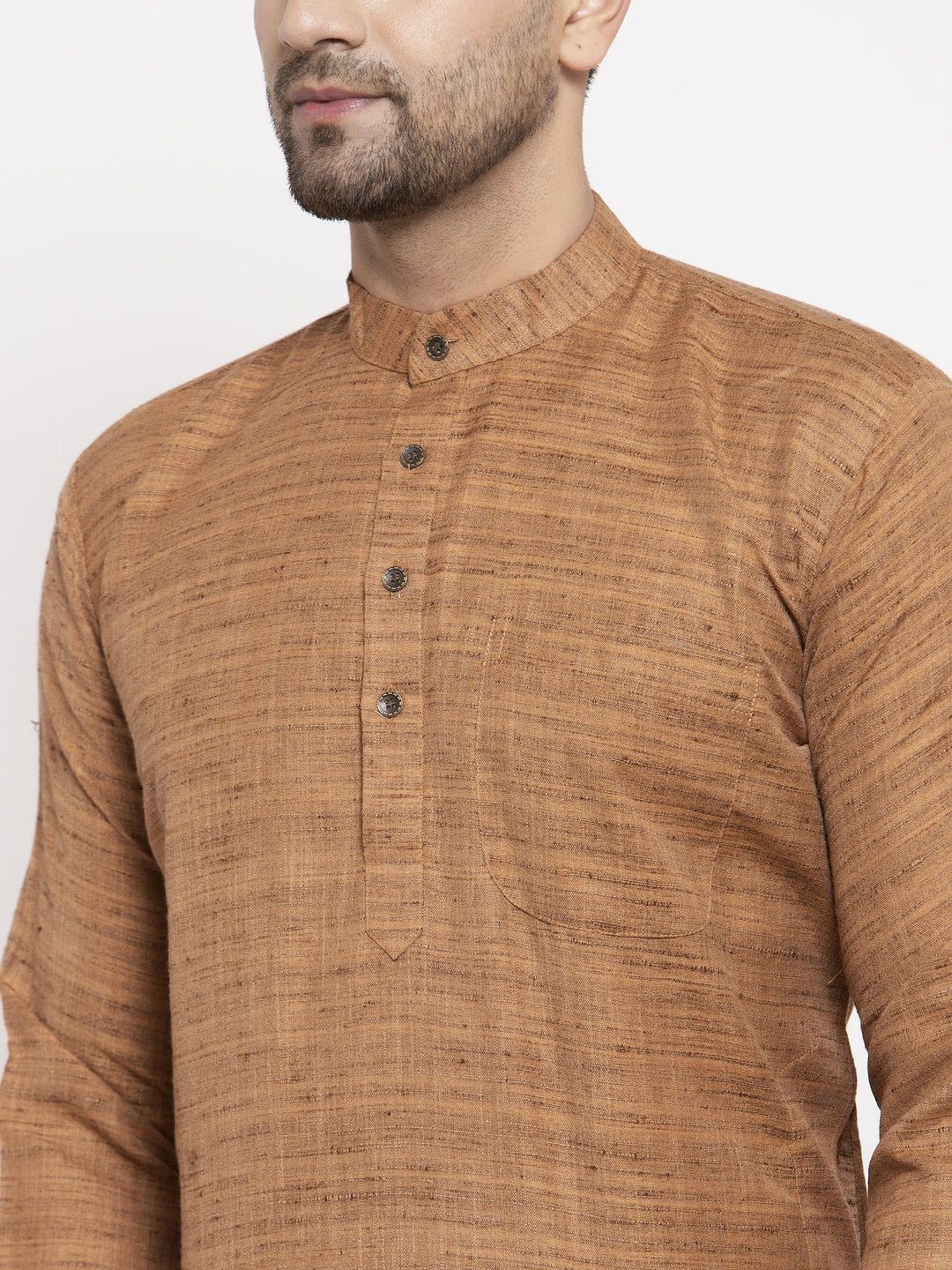 Jompers Men Brown Self Design Kurta with Pyjamas - Distacart
