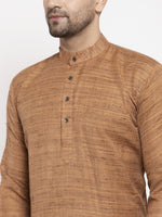 Thumbnail for Jompers Men Brown Self Design Kurta with Pyjamas - Distacart