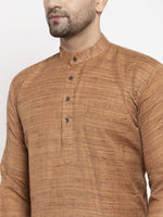 Thumbnail for Jompers Men Brown Self Design Kurta Only - Distacart