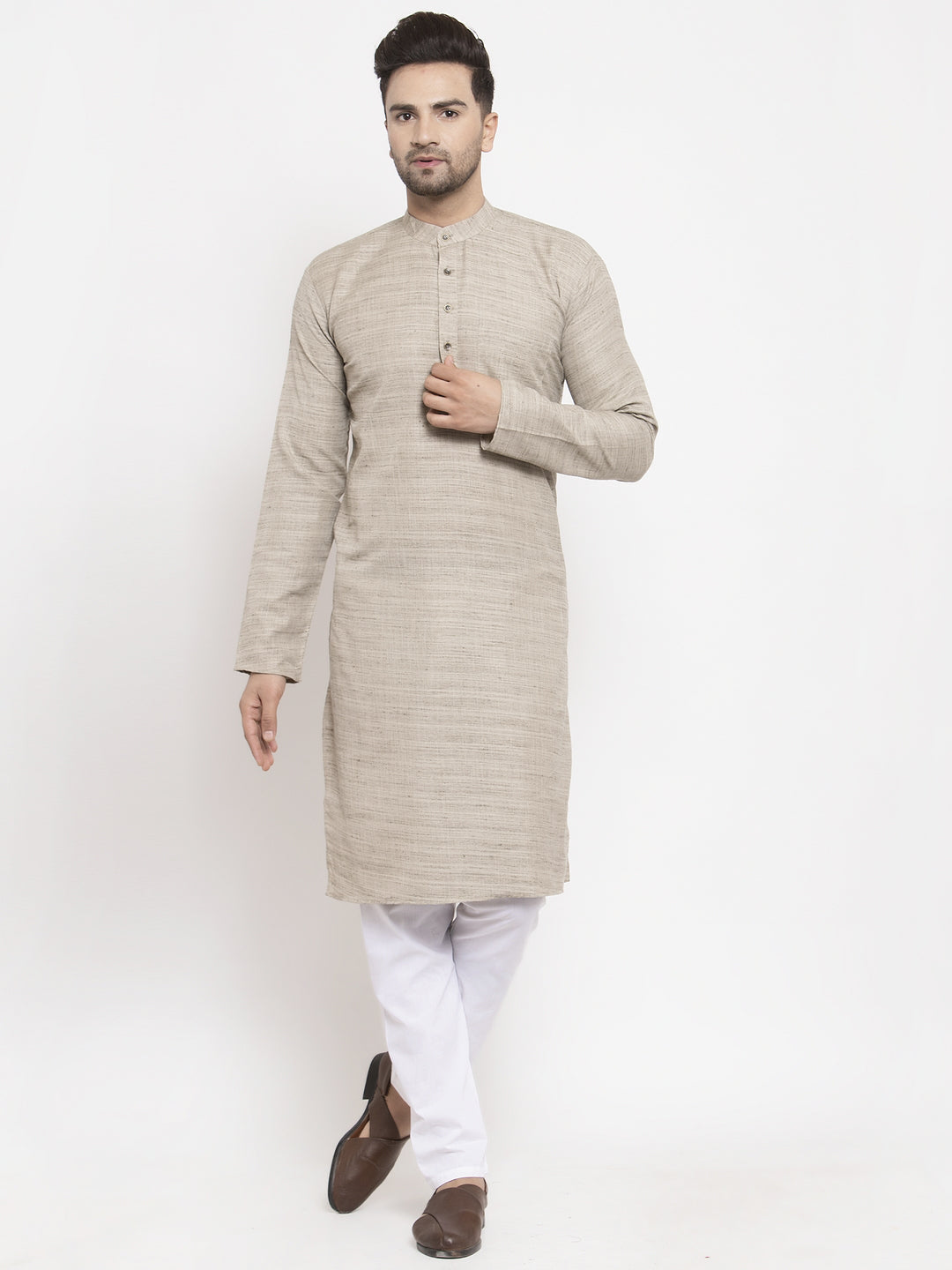 Jompers Men Grey Self Design Kurta with Pyjamas - Distacart