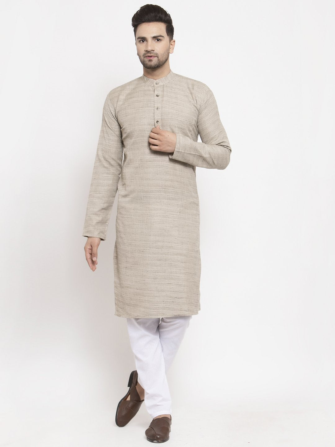 Jompers Men Grey Self Design Kurta Only - Distacart