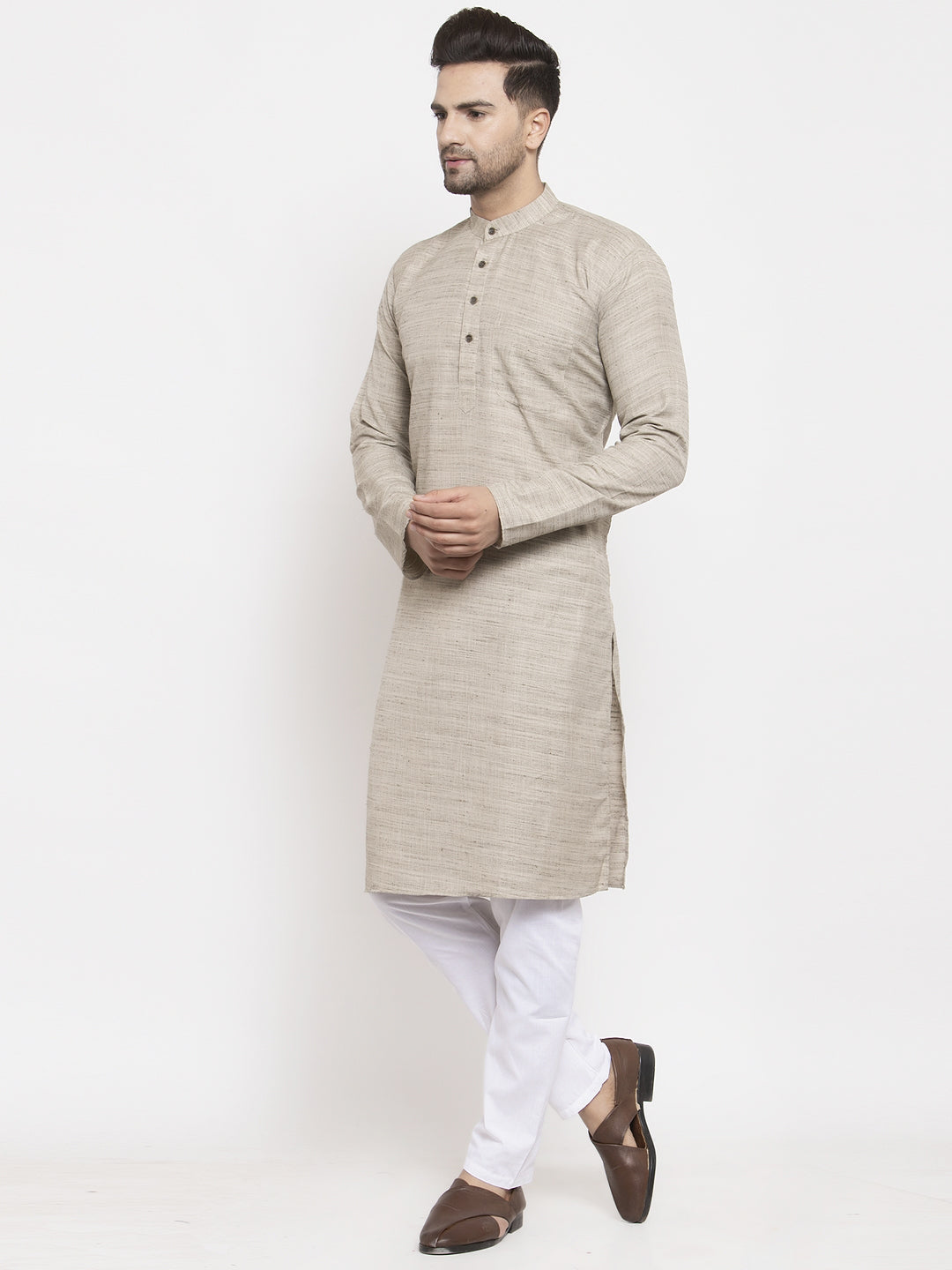 Jompers Men Grey Self Design Kurta with Pyjamas - Distacart