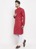 Thumbnail for Jompers Men Maroon Self Design Kurta Only - Distacart