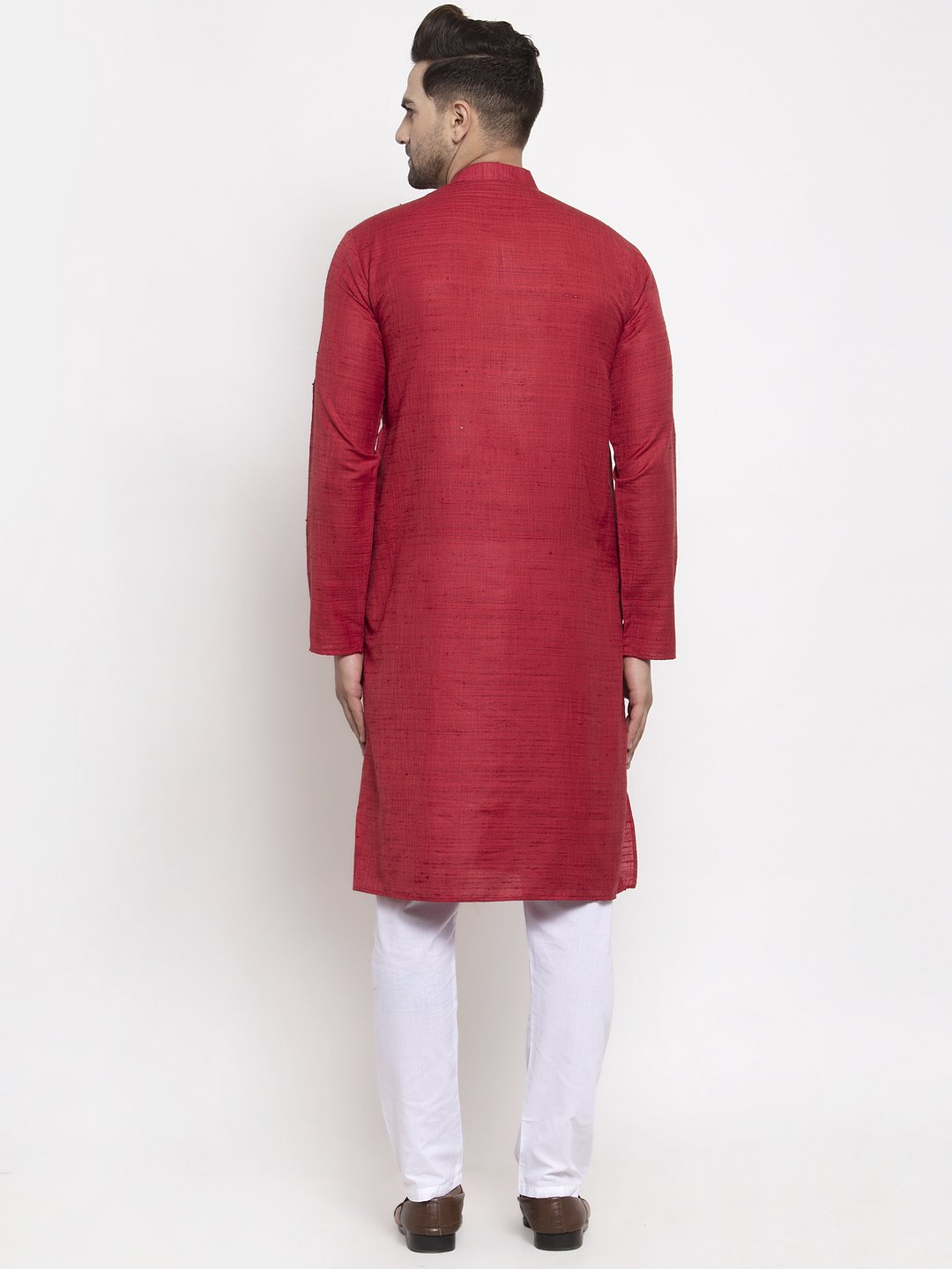 Jompers Men Maroon Self Design Kurta Only - Distacart