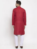 Thumbnail for Jompers Men Maroon Self Design Kurta Only - Distacart