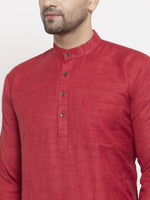 Thumbnail for Jompers Men Maroon Self Design Kurta Only - Distacart