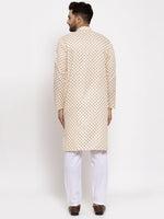 Thumbnail for Jompers Men Cream-Coloured Printed Kurta with Pyjamas - Distacart