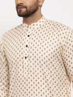 Thumbnail for Jompers Men Cream-Coloured Printed Kurta with Pyjamas - Distacart