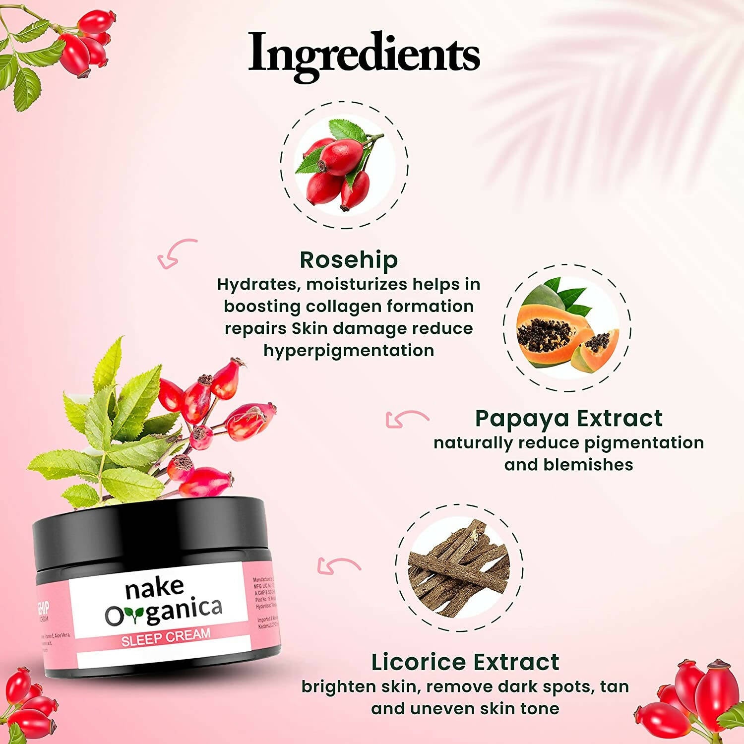 Nake Organica Rosehip Sleep Cream - Distacart