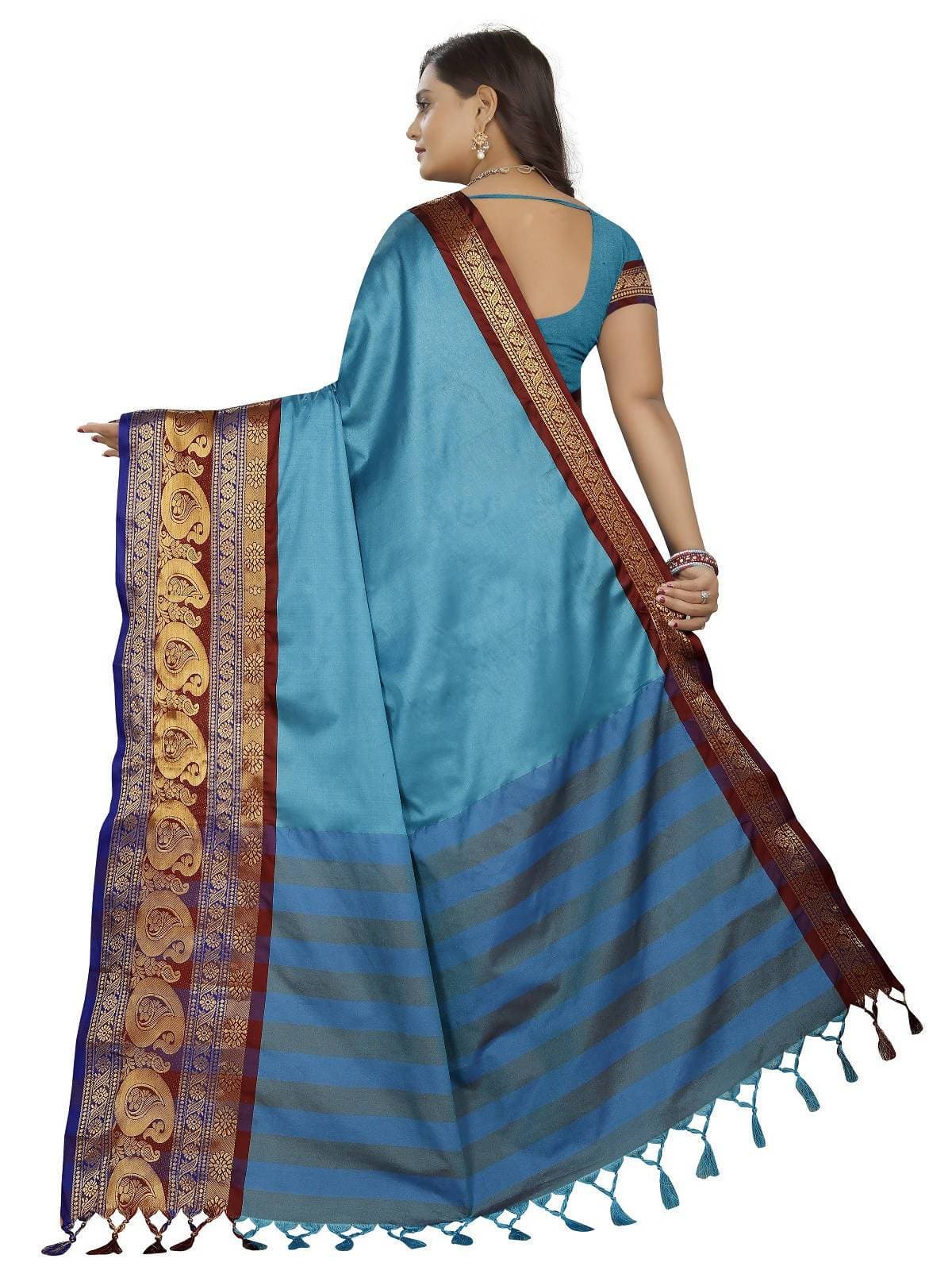 Vamika Banarasi Silk Blue Weaving Saree