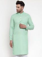 Thumbnail for Jompers Men Green & White Solid Kurta Only - Distacart