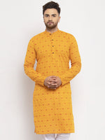 Thumbnail for Jompers Men Yellow & White Cotton Printed Kurta Only - Distacart