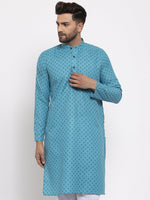 Thumbnail for Jompers Men Sky Blue Printed Kurta Only - Distacart